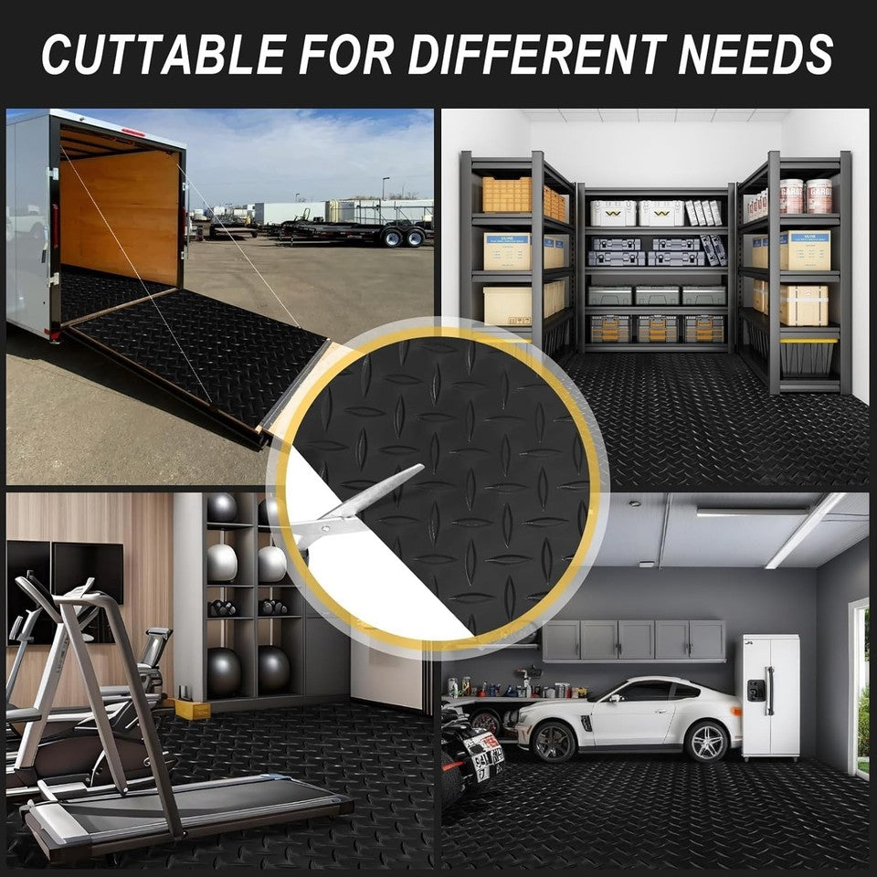 10x20 FT Garage Floor Mat, 2.8mm Thickened Flooring Roll for Under Car Diamond P
