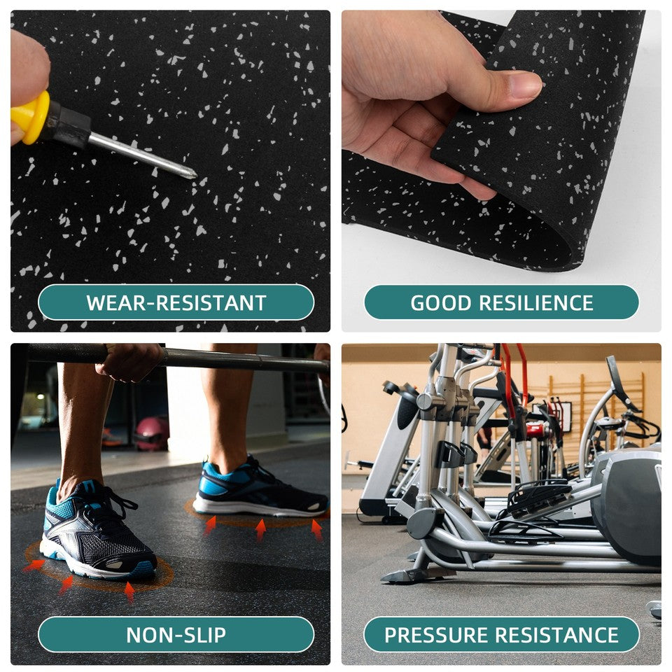 4'x10' Rubber Gym Flooring Roll Heavy Duty Home Exercise Floor Mats 6mm Thicknes