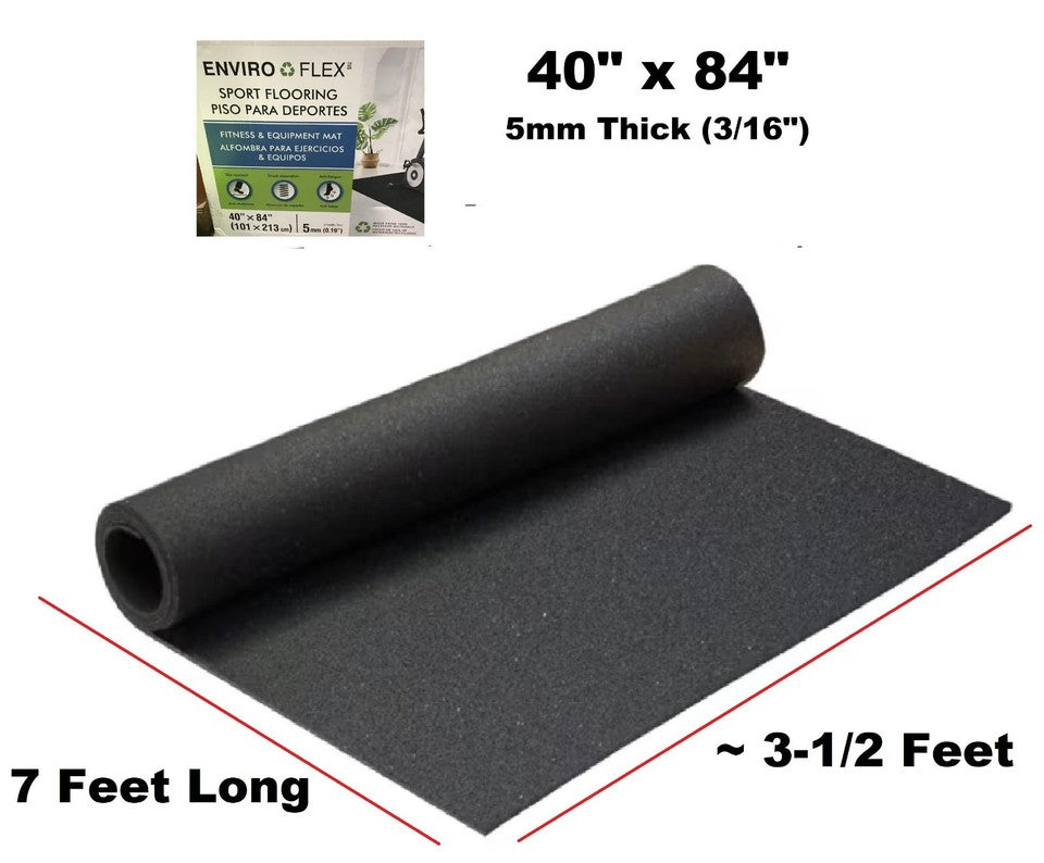 7ft GYM Rubber Floor Mat Roll Exercise Yoga Home Flooring Fitness Garage Peloton