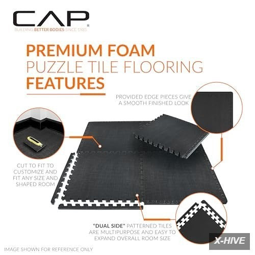 CAP Puzzle Exercise Mats 1” Thick EVA Interlocking Foam Tiles for Home Gym Flo