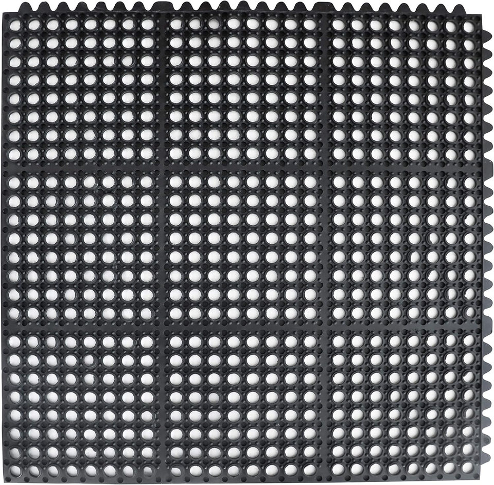 Commercial Grade Anti-Fatigue Rubber Floor Mat, 36" x 36", Black