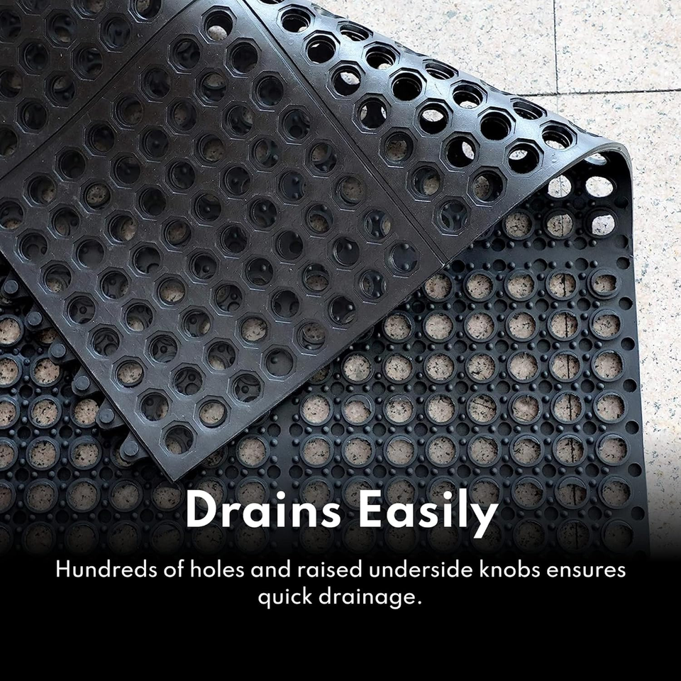 Commercial Grade Anti-Fatigue Rubber Floor Mat, 36" x 36", Black
