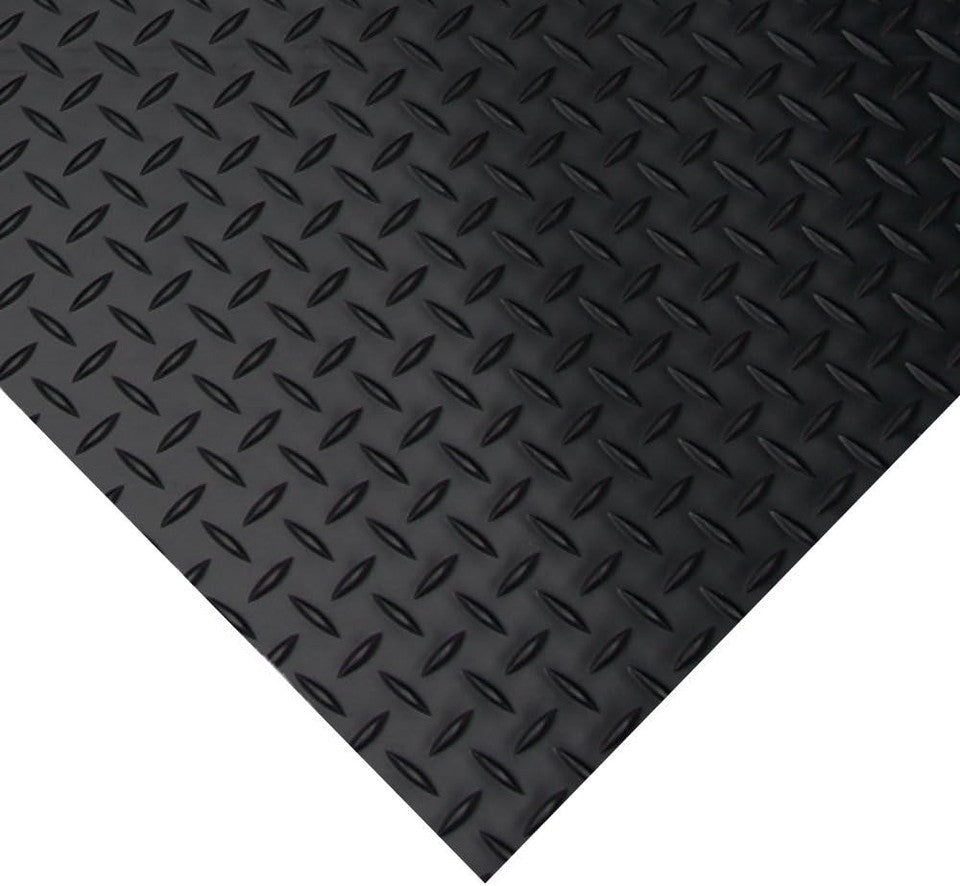 Diamond-Plate Rubber Flooring Roll - 3 mm x 4 ft x 1.5 ft Roll - Black