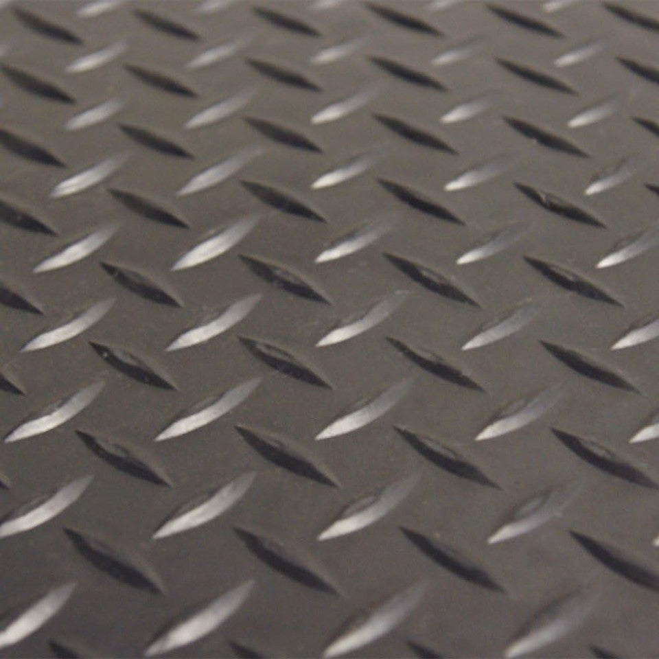 Diamond-Plate Rubber Flooring Roll - 3 mm x 4 ft x 1.5 ft Roll - Black