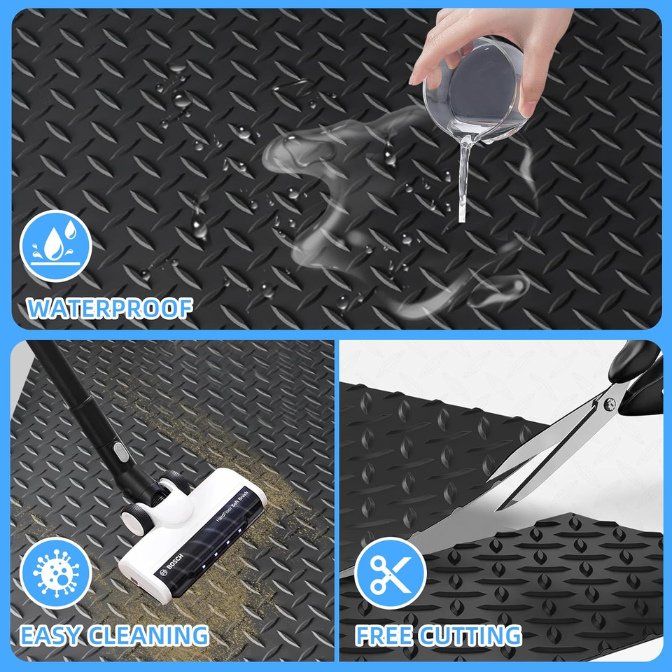 Diamond-Plate Rubber Flooring Rolls, 21FT *16IN Garage Floor Mat, 4 * 7Ft Cover