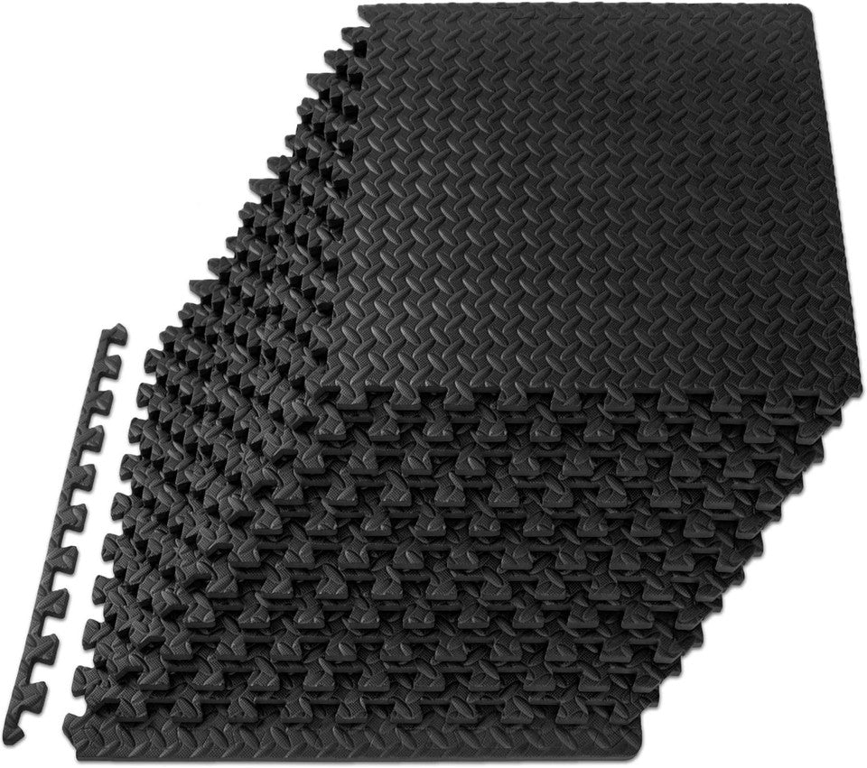 Durable EVA Puzzle Gym Mats, 12 Pack Water-Resistant Floor Tiles for Workouts