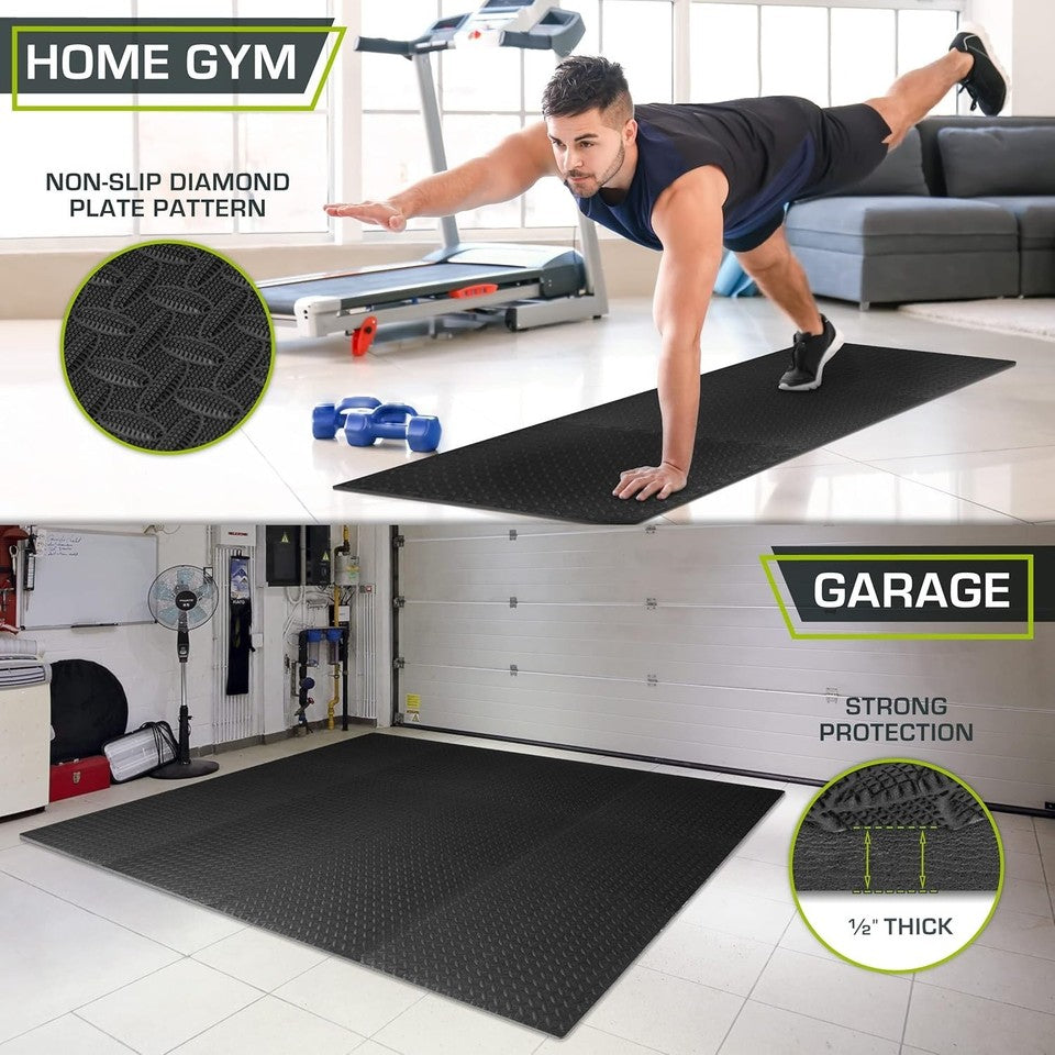 Durable EVA Puzzle Gym Mats, 12 Pack Water-Resistant Floor Tiles for Workouts