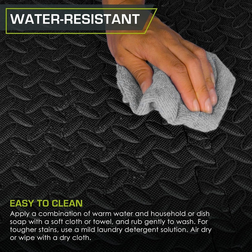 Durable EVA Puzzle Gym Mats, 12 Pack Water-Resistant Floor Tiles for Workouts