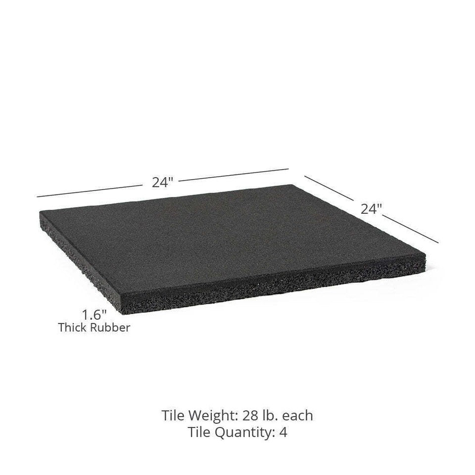 Fitness 4 Pack Rubber Lifting Tiles, 24" x 24" Shock-Absorbing Floor Mats