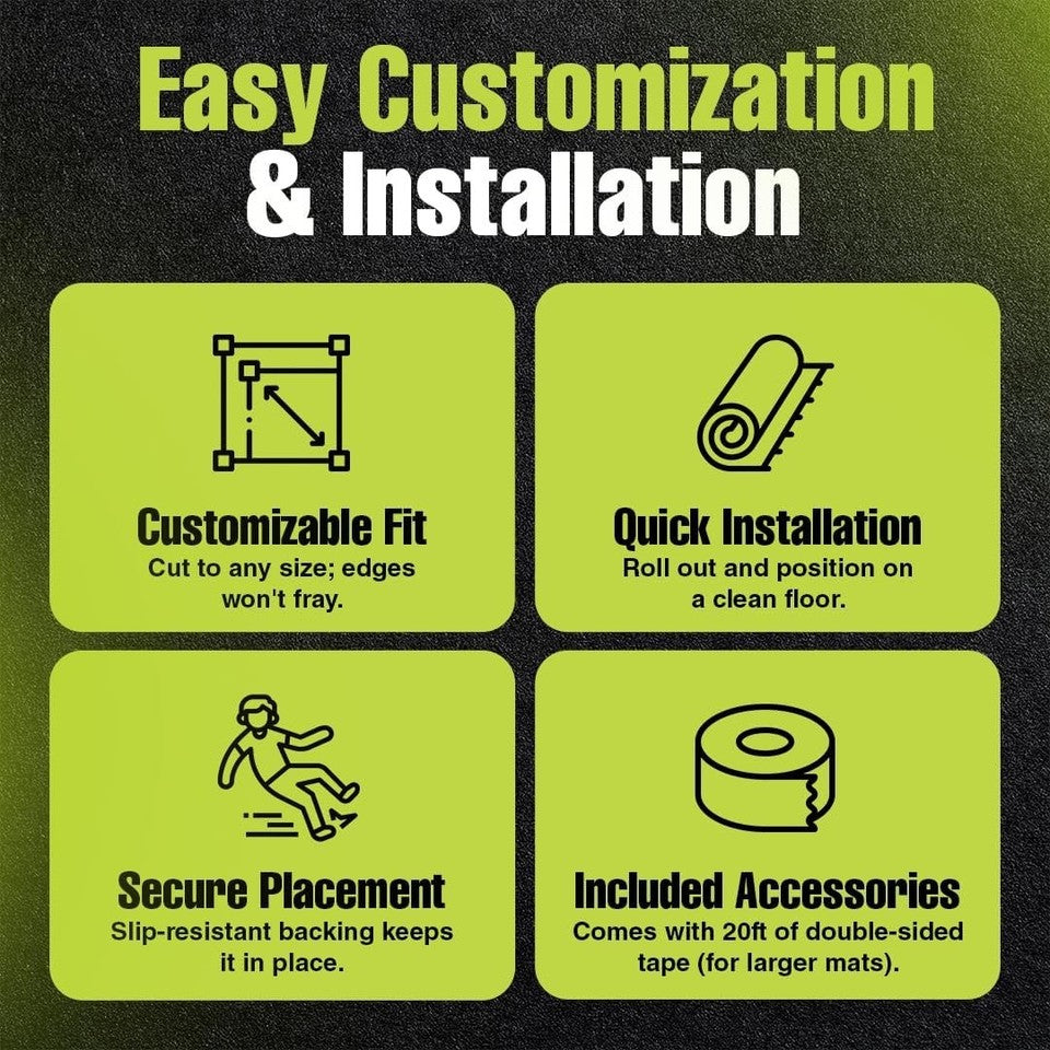 FlashDry Garage Mat XXXL 17'x7'4" Waterproof Absorbent Floor Mat Tape Incl