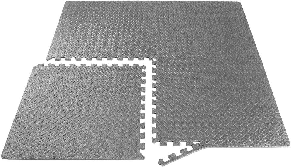GYM RUBBER FLOORING Tiles Garage Home Fitness Exercise 24 SQFT Workout Floor Mat