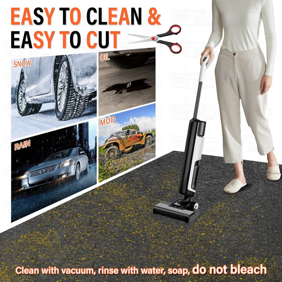 Garage Floor Mat 6.6x8.5 FT Oil Absorbent Waterproof Rubber Backing - Protects