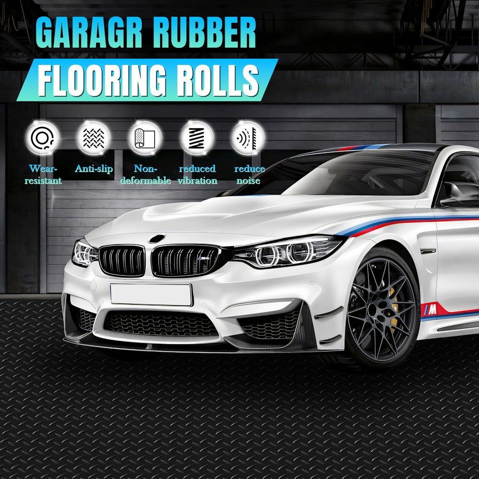 4 x 20 FT Garage Floor Mat Diamond Plate Rubber PVC Flooring Roll for SUV Truck