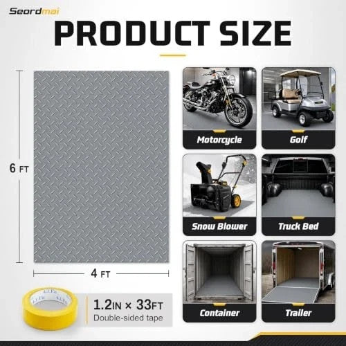 4×6FT Garage Floor Mat, 2.8mm Thickened with A Roll of Tape Gray | 4FT×6FT Grey