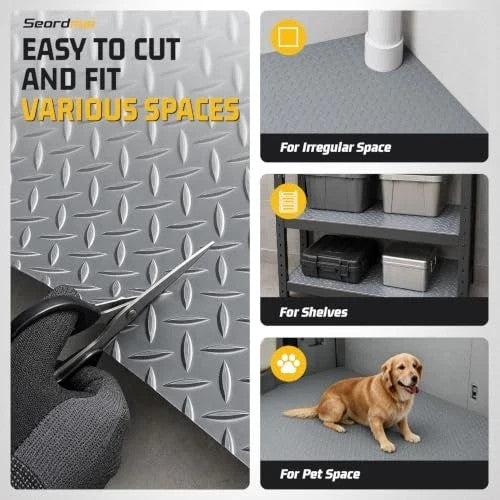 4×6FT Garage Floor Mat, 2.8mm Thickened with A Roll of Tape Gray | 4FT×6FT Grey