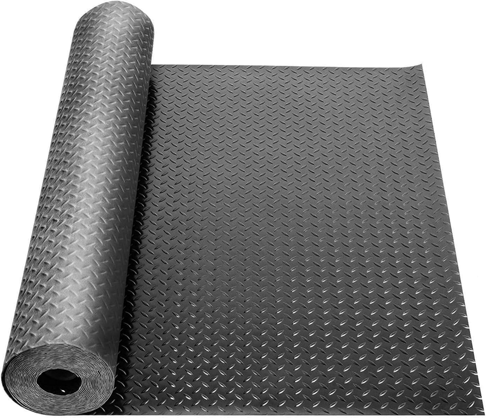 Heavy Duty Diamond Plate Rubber Flooring Roll for Garage & Gym 16.5x3.3 Ft