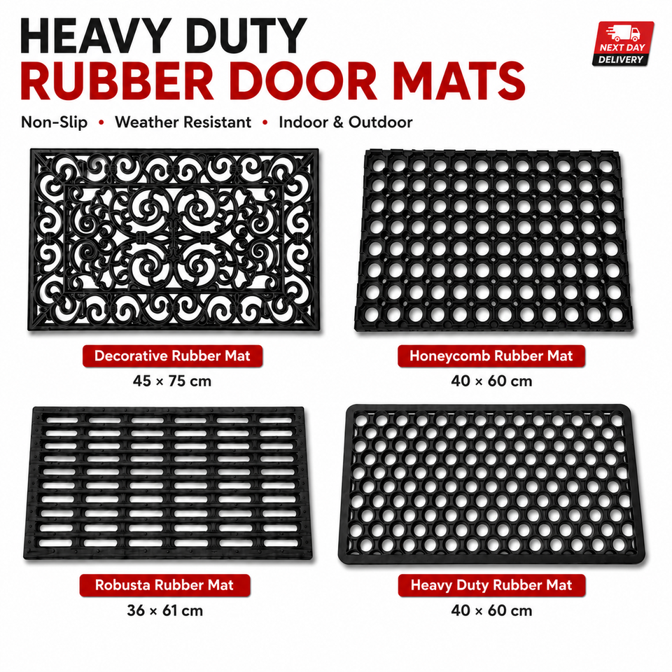 Heavy Duty Rubber Door Mat Non Slip Outdoor Entrance Floor Mat Dirt Scraper UK