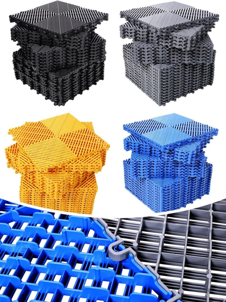 25pcs Interlocking Garage Flooring Tiles 15.6"x15.6" Plastic Floor Mat Non-Slip