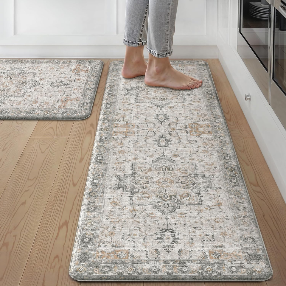 Kitchen Mats for Floor 2Pcs, Washable anti Fatigue Mat for Cushioned, 17.3"X47"+