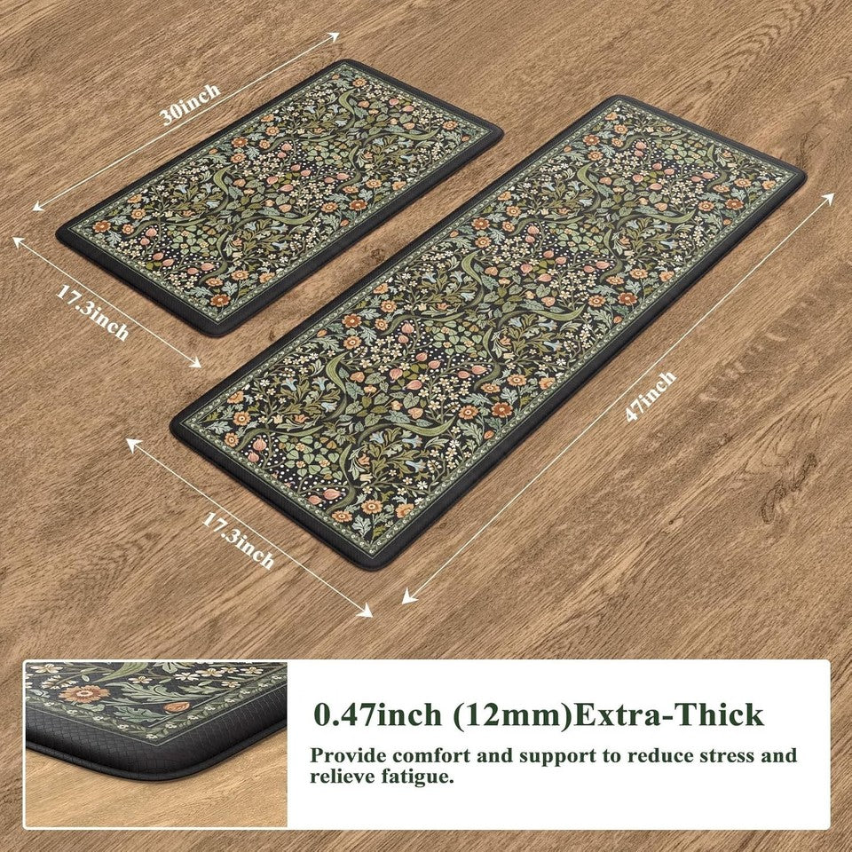 Kitchen Mats for Floor 2PCS, Cushioned Anti Fatigue Mat Non Slip Waterproof K...
