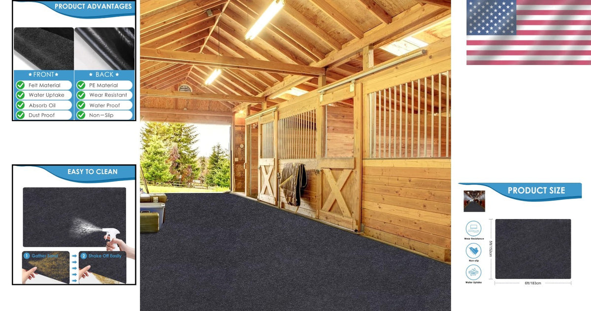 Lightweight Horse Stall Mats 48''x72'' - Non-Slip Back