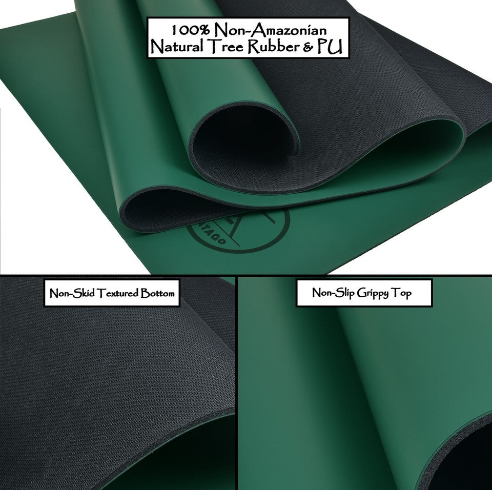 Natural Rubber Yoga Mat for Hot Yoga & Pilates. 7ft x 2.5ft x 5mm Exercise Mat