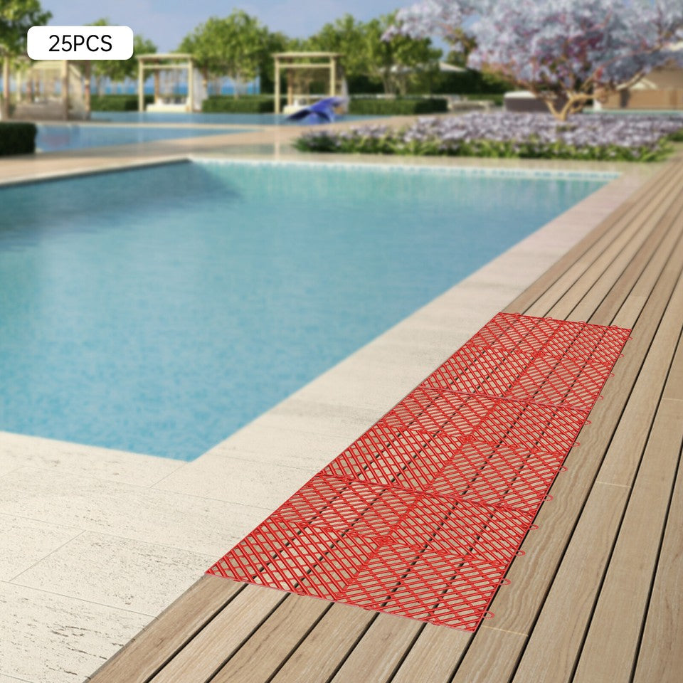 New Interlocking Deck Patio Garage Floor Tiles 25PCS Hydrophobic & Sand Drainage