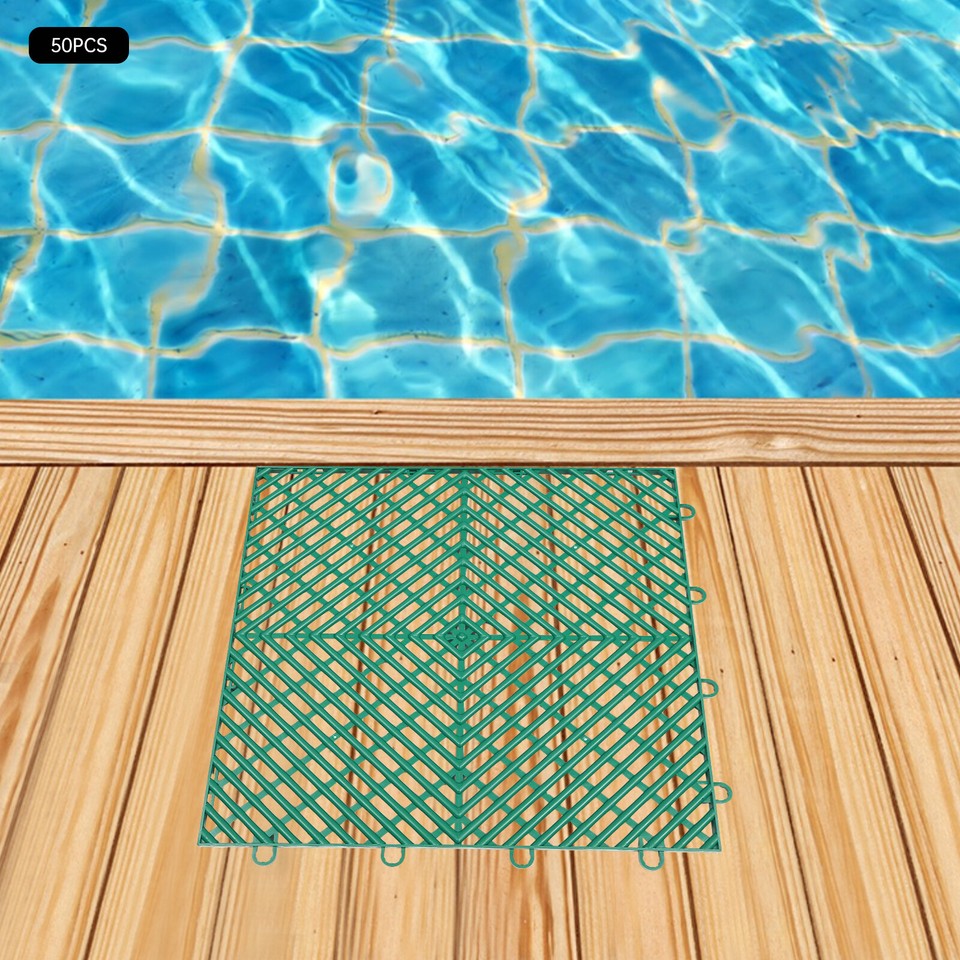 New Interlocking Garage Floor Tiles 50 PCS Deck 12"x12" Snow Water Drainage