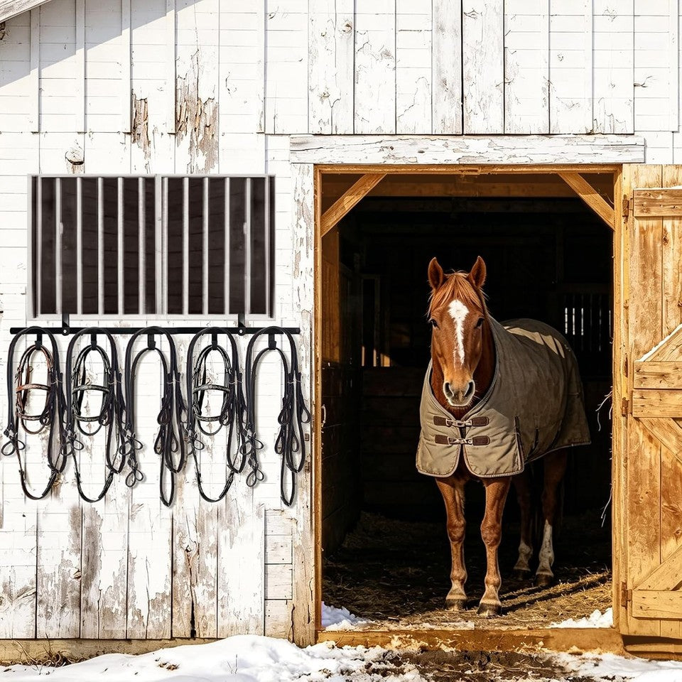 2PCS Heavy-Duty 5-Spot Detachable Wall Mount Horse Bridle Tack Hooks Stall Rack