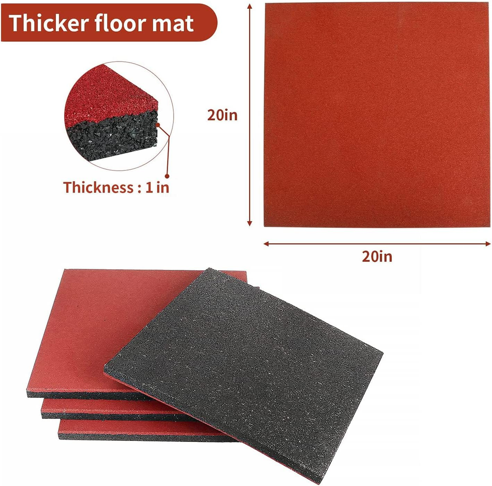Heavy Duty 4 Pack Rubber Interlocking Tiles - Non-Slip Green Flooring Mat