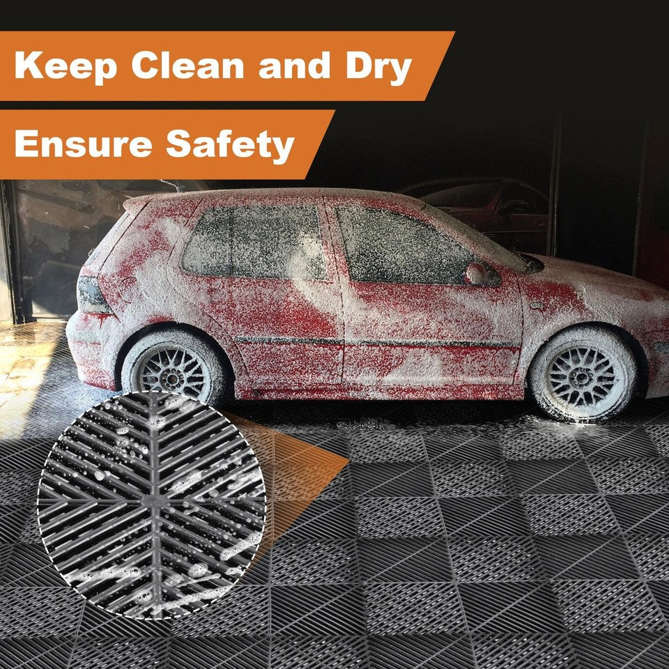 40 Packs Interlocking Garage Floor Tiles Vented Water Drainage 15.75x15.75''