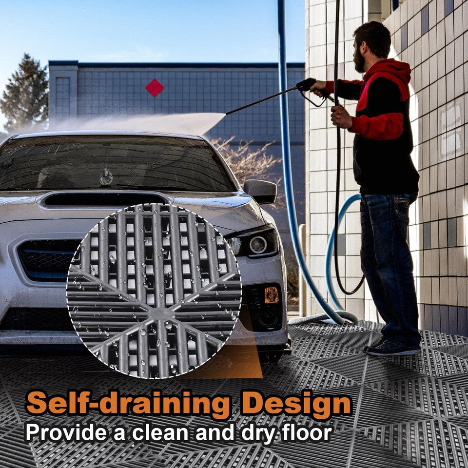 40 Packs Interlocking Garage Floor Tiles Vented Water Drainage 15.75x15.75''