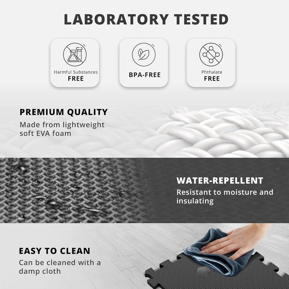 18 Pcs EVA Interlocking Foam Gym Mats 12.6x12.6x0.4" 18sqft Tiles Flooring