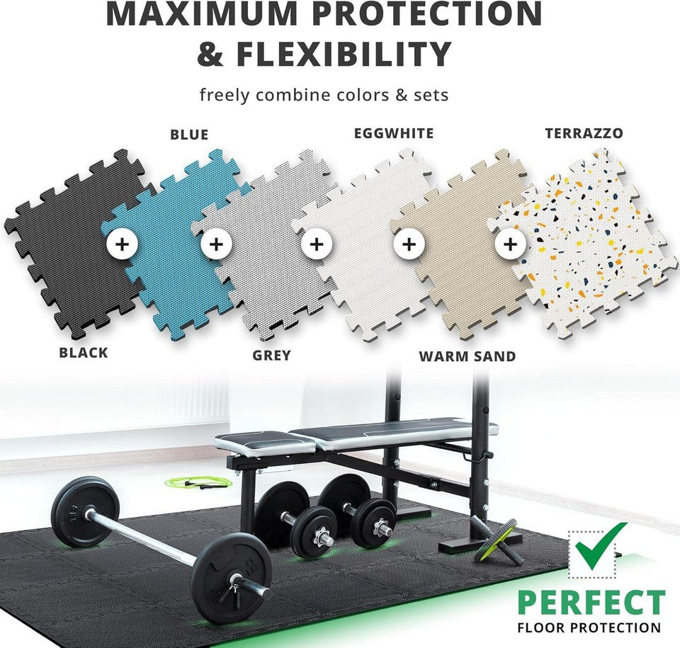 18 Pcs EVA Interlocking Foam Gym Mats 12.6x12.6x0.4" 18sqft Tiles Flooring