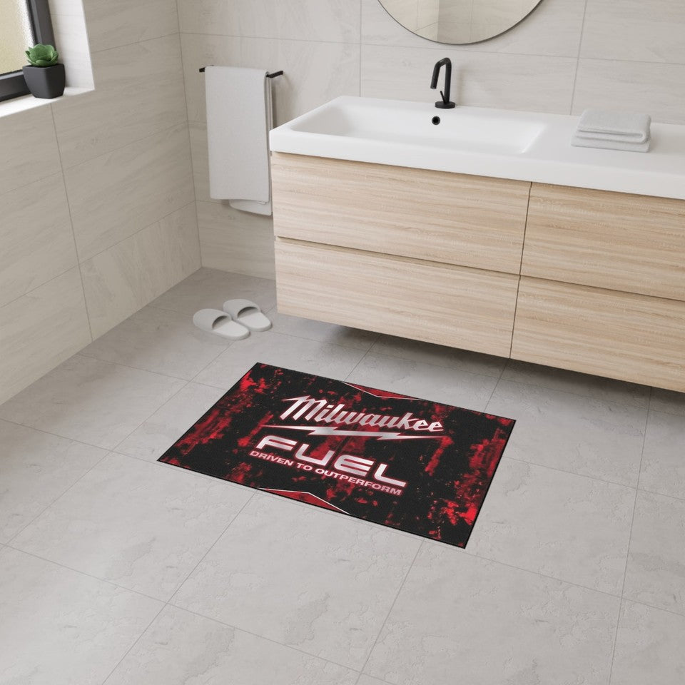 Red and Black Milwaukee Fuel Heavy Duty Floor Mat, Workshop Garage Decor Gift