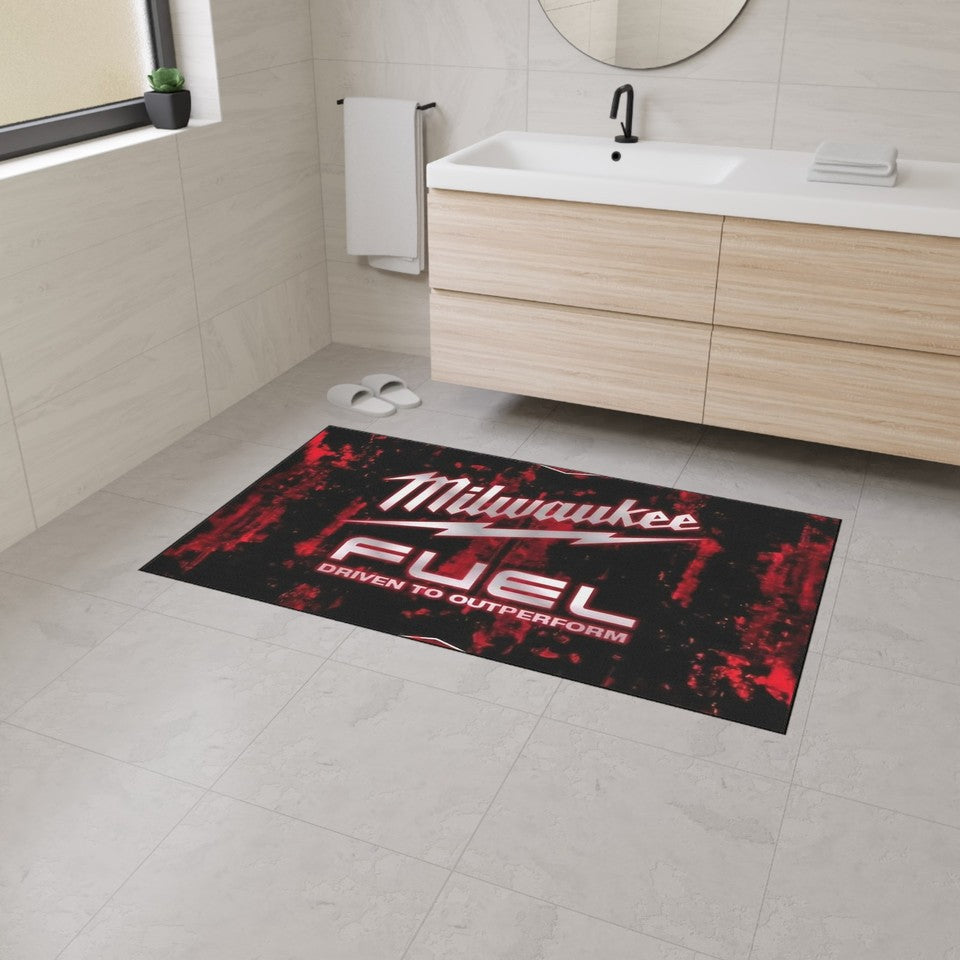 Red and Black Milwaukee Fuel Heavy Duty Floor Mat, Workshop Garage Decor Gift