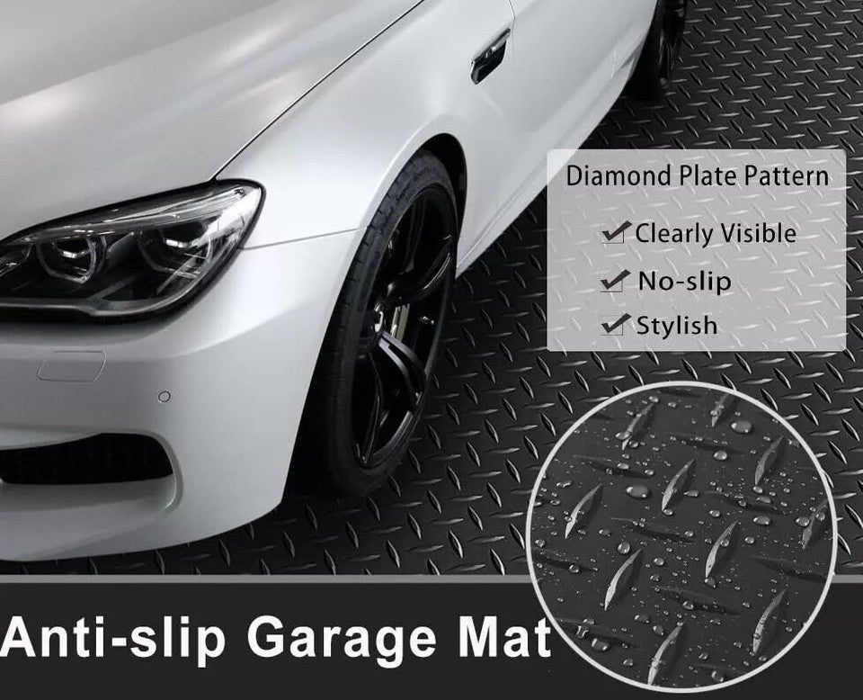 Rubber Flooring Matting Diamond Roll Heavy-Duty Non-Slip Garage Van Shed Car