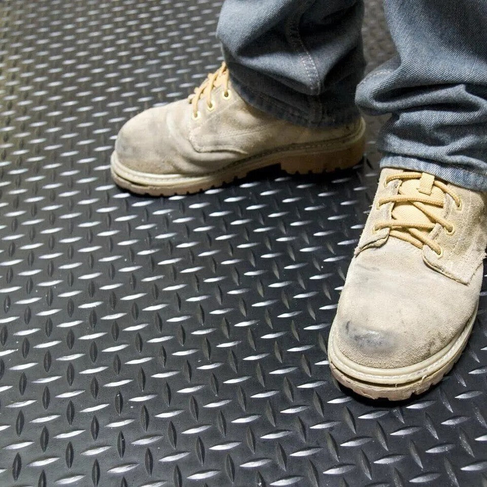 Rubber Flooring Matting Diamond Roll Heavy-Duty Non-Slip Garage Van Shed Car