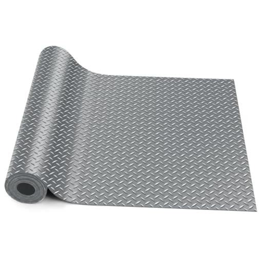 16 in x 10 ft Rubber Rolls Garage Floor Mat 16 in X 10 ft Grey Diamond Plate