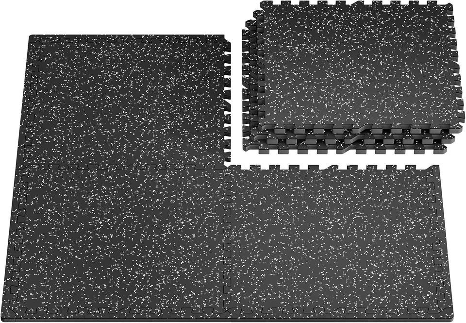 0.56" Rubber Top Gym Flooring, Heavy Duty Interlocking Gym Mats for Home Gym, No