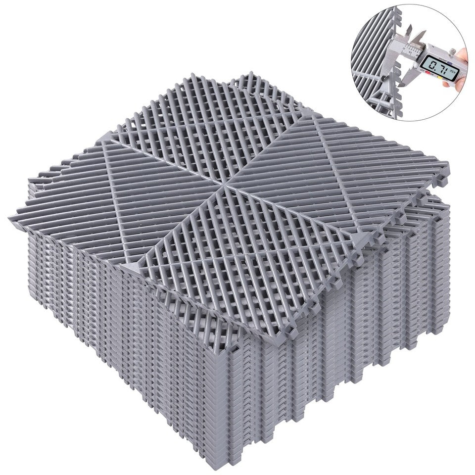 0.71" Thick Garage Flooring Tiles 20Pcs 16x16 in Interlocking Drainage Deck Mat