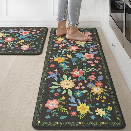 Anti Fatigue Kitchen Mats for Floor 2PCS, Cushioned Standing Mats