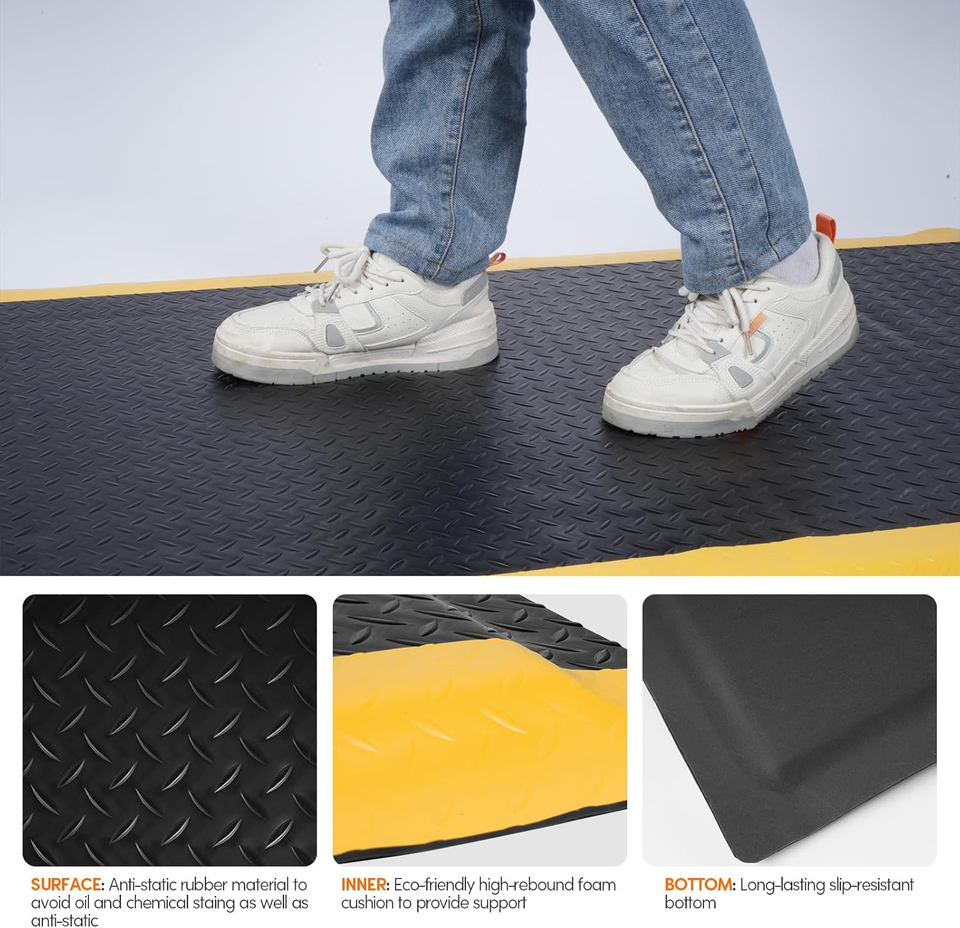 Anti Fatigue Mats Industrial 2' X 5' Standing Mat 15/16" Thick Shop Floor Mats H