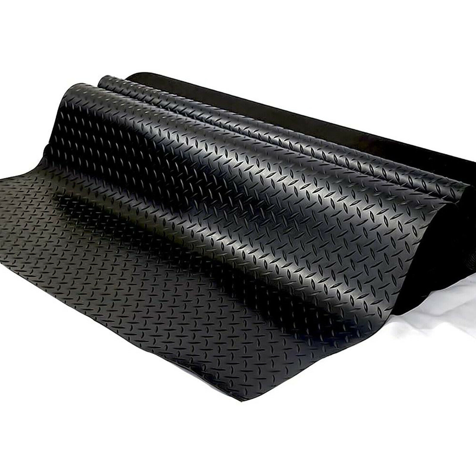 Black Garage Gym Floor Mat Roll PVC Vinyl Cart Truck Flooring Protector Non-Slip