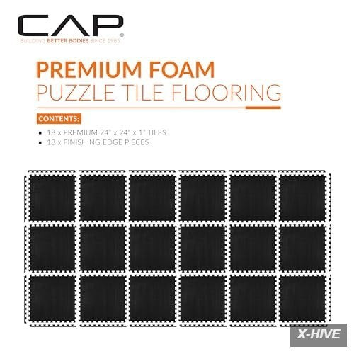 CAP Puzzle Exercise Mats 1” Thick EVA Interlocking Foam Tiles for Home Gym Flo