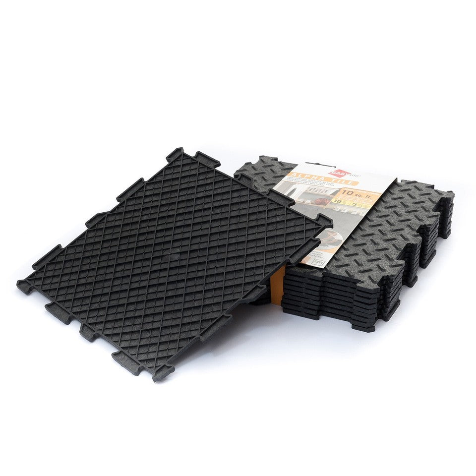 CHECKER Gym rubber garage workshop Home Gym Utility Floor Tiles Mats Pack of 10