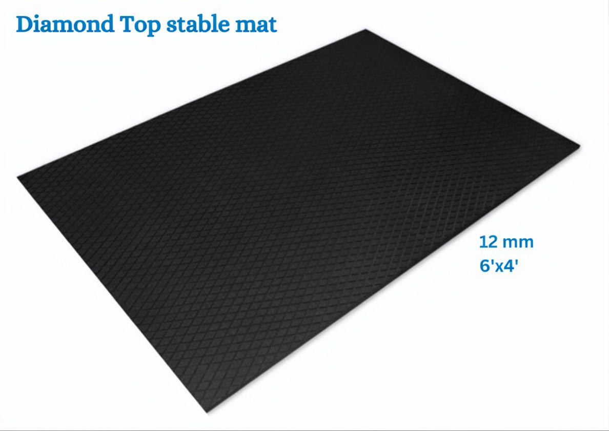 Horse/Cow Rubber Stable Gym Mat/Diamond Top 12mm x 6'x4' Special Price