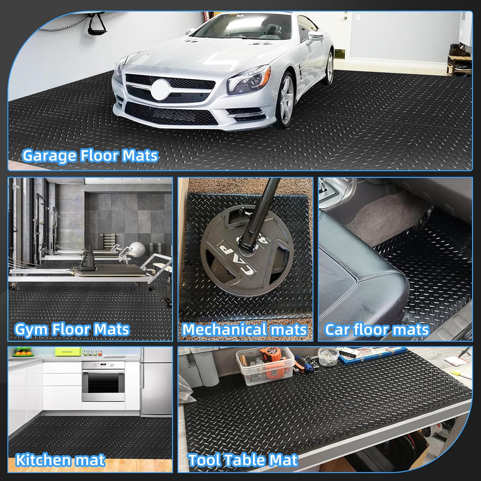 Diamond-Plate Rubber Flooring Rolls, 21FT *16IN Garage Floor Mat, 4 * 7Ft Cover 