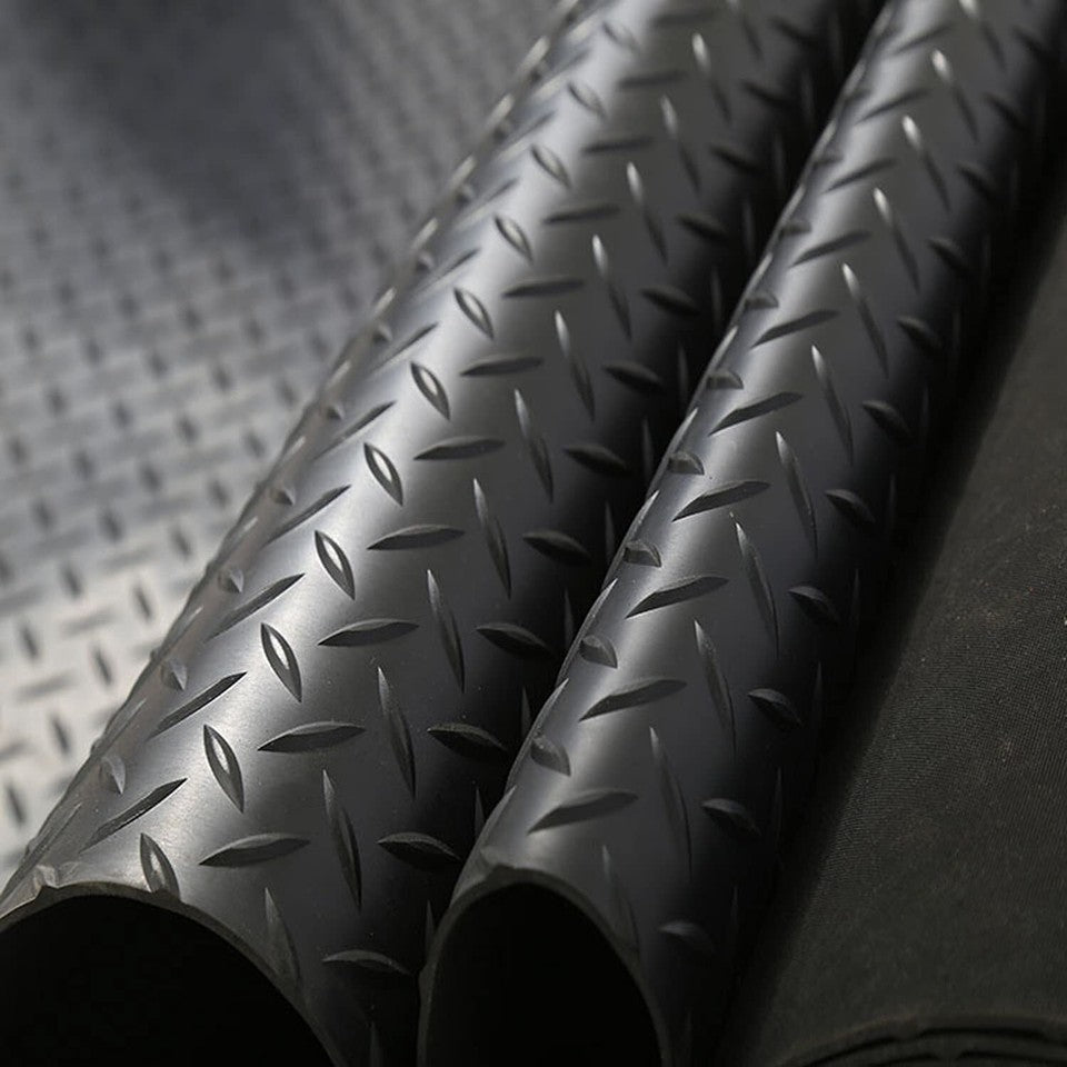 4x4ft Diamond Garage Floor Mat - Non-Slip Waterproof PVC Roll Tile for Trailer