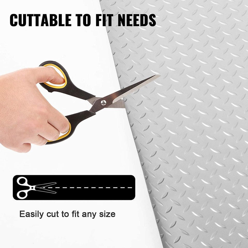 4x4ft Diamond Garage Floor Mat - Non-Slip Waterproof PVC Roll Tile for Trailer